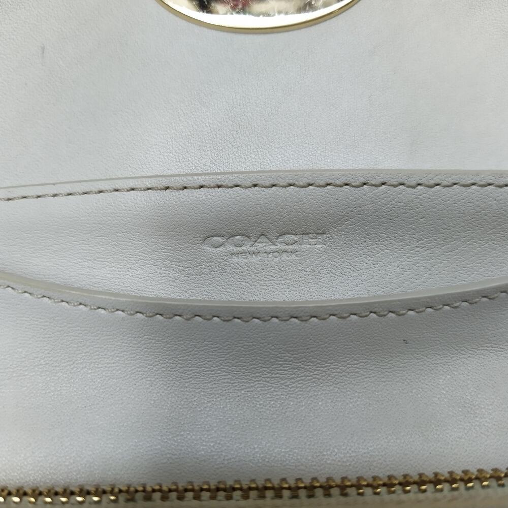 Coach Ivory Leather Chain Strap Turnlock Flap Closure Crossbody Bag - Picture 10 of 16